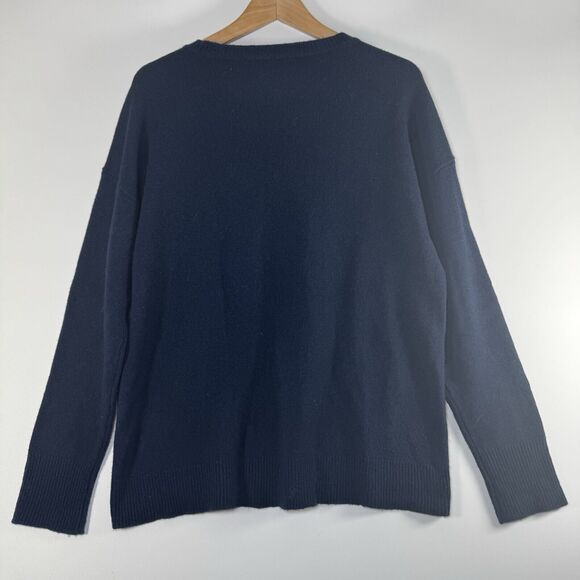 J.Crew 100% Wool Sweater Women’s Large Blue Rhinestone Embellished Preppy - Picture 3 of 12